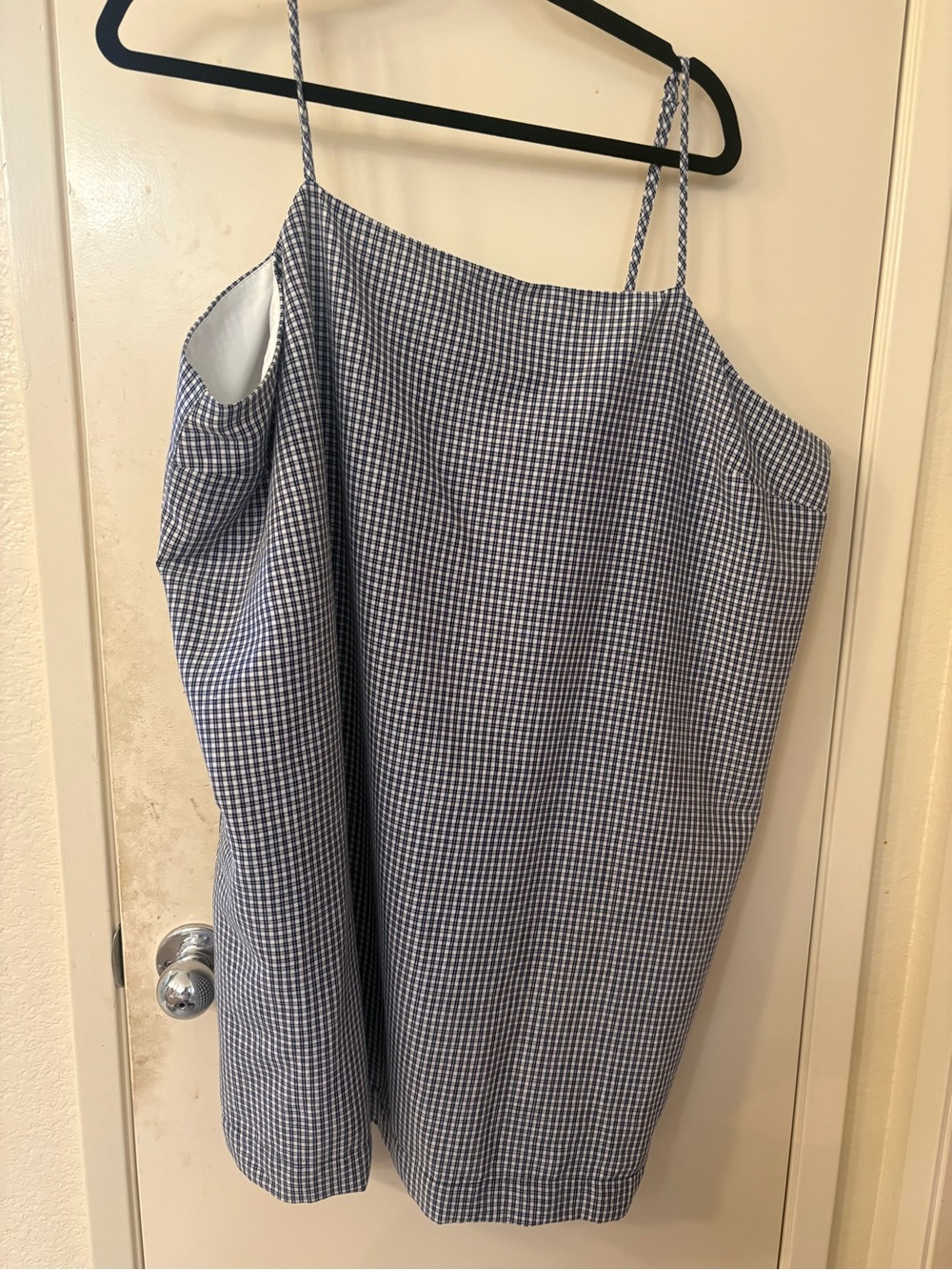 Old Navy Blue & White Gingham Spaghetti Strap Mini Dress
